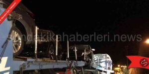 Erzurum’da Araç Taşıyan Tır Kaza Yaptı