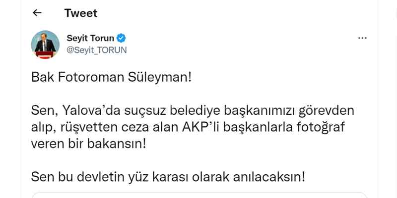 Seyit Torun, "Tetikçilik yapmayın" 