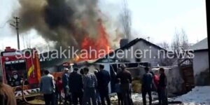 Erzurum’un Horasan İlçesine Bağlı Akçataş Köyünde Yaşı Çiftin Evlerinde Yangın Çıktı