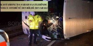 Yolcu Otobüsü Devrildi: 30 Yolcu Yaralı