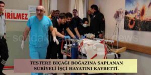 Testere Bıçağı Fırlayıp Boğazına Saplandı