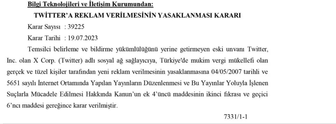 Resmi Gazete ‘de Yayımlanan karar 