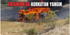 Erzurum'da Yolcu Otobüsünde Yangın Çıktı